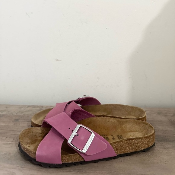 BIRKENSTOCK SIENA SLIDE SANDAL WOMEN'S PURPLE ORCHID LEATHER SIZE 38 7-7-5 - Picture 1 of 8